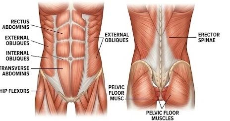 Sơ đồ minh họa các nhóm cơ cốt lõi quan trọng trên cơ thể người