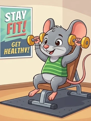 Chú chuột tập gym hoạt hình vui nhộn giúp truyền cảm hứng luyện tập thể thao