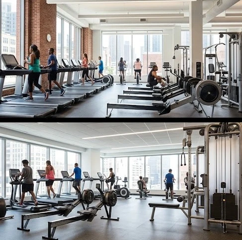 Hình minh họa hệ thống phòng tập gym tại New York hiện đại