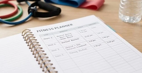 Sổ tay ghi chép lịch trình tập gym và kế hoạch tập luyện khoa học tại nhà