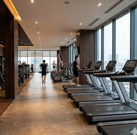 Không gian tập luyện sang trọng và đẳng cấp tại một phòng tập gym Đà Nẵng chất lượng