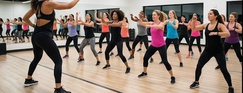 Lớp học nhóm sôi động tại Chuze Fitness San Bernardino cùng chuyên gia