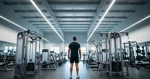 Người đang chọn phòng gym tại San Bernardino hiện đại với đầy đủ trang thiết bị tập luyện