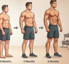 Hình ảnh minh họa lộ trình thay đổi vóc dáng cơ thể qua 6 tháng tập gym kỷ luật