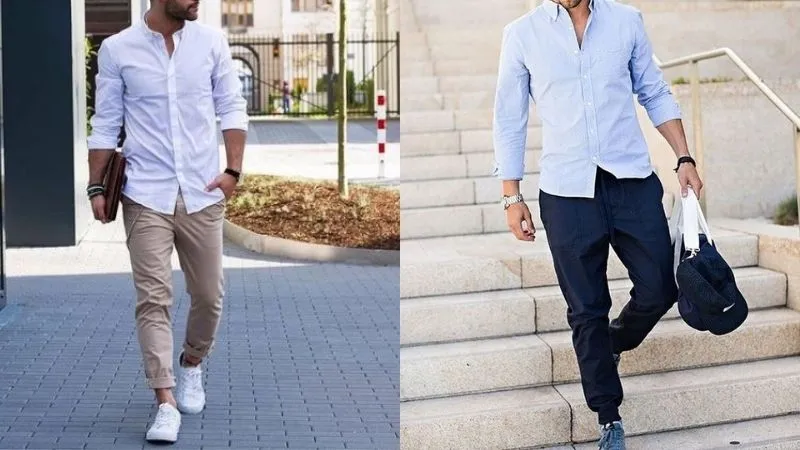 Quần jogger với áo sơmi