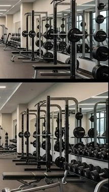Người tập thể hình sử dụng thiết bị trong không gian hiện đại