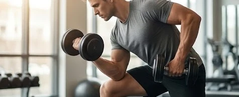 Vận động viên đang tập luyện với cường độ vừa phải, chú trọng vào sự bền bỉ và phục hồi cơ bắp
