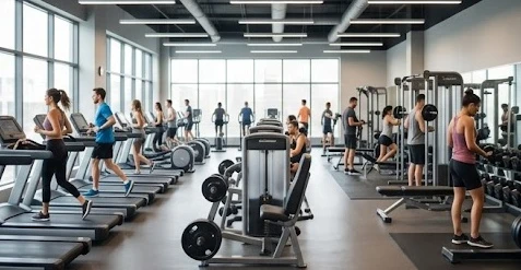 Người tập luyện trong không gian hiện đại tại trung tâm thể hình chuyên nghiệp