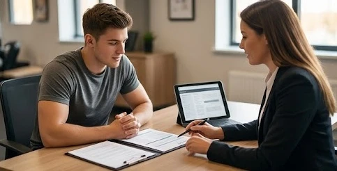 Người tập thể thao đang lập kế hoạch chi phí tập gym hiệu quả với tư vấn viên
