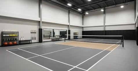 Không gian sân tập pickleball và cầu lông đạt chuẩn quốc tế tại trung tâm thể thao