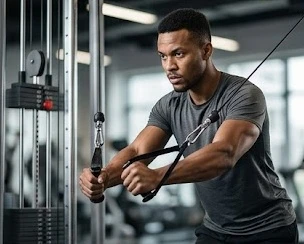 Người tập sử dụng thiết bị kết hợp tập bụng và cơ thân dưới