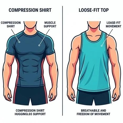 Hình ảnh minh họa các kiểu dáng áo tập gym nam đa dạng và vừa vặn