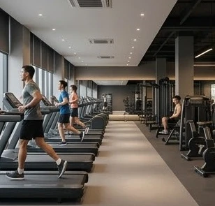 Hội viên đang tập luyện năng động tại một phòng tập gym ở Biên Hòa
